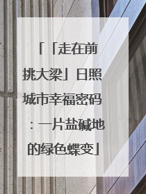 「走在前 挑大梁」日照城市幸福密码：一片盐碱地的绿色蝶变