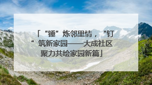 “锤”炼邻里情，“钉”筑新家园——大成社区聚力共绘家园新篇