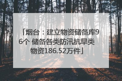 烟台：建立物资储备库96个 储备各类防汛抗旱类物资186.52万件