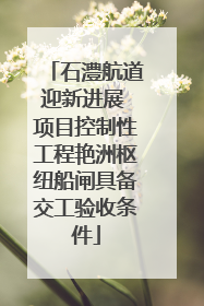 石澧航道迎新进展 项目控制性工程艳洲枢纽船闸具备交工验收条件