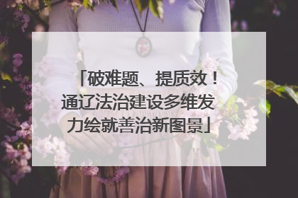 破难题、提质效！通辽法治建设多维发力绘就善治新图景