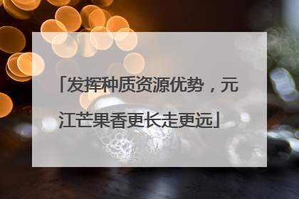 发挥种质资源优势，元江芒果香更长走更远
