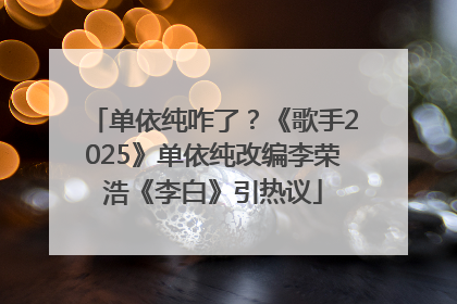单依纯咋了？《歌手2025》单依纯改编李荣浩《李白》引热议
