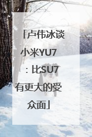 卢伟冰谈小米YU7：比SU7有更大的受众面
