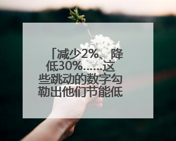 减少2%、降低30%……这些跳动的数字勾勒出他们节能低碳的生动实践