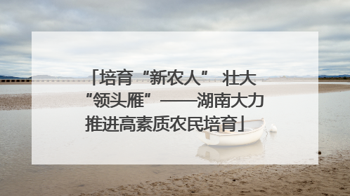 培育“新农人” 壮大“领头雁”——湖南大力推进高素质农民培育