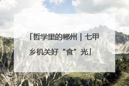 哲学里的郴州｜七甲乡机关好“食”光