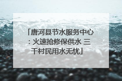 唐河县节水服务中心：火速抢修保供水 三千村民用水无忧