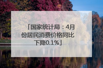 国家统计局：4月份居民消费价格同比下降0.1%