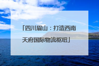 四川眉山：打造西南天府国际物流枢纽