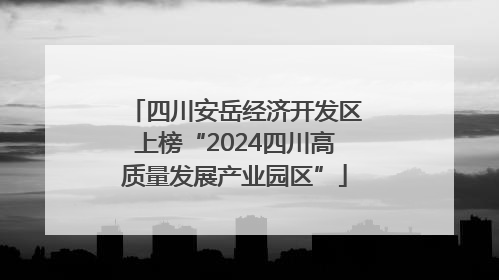 四川安岳经济开发区上榜“2024四川高质量发展产业园区”
