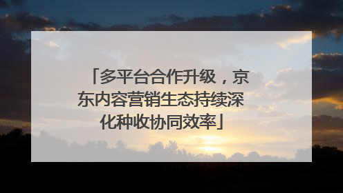 多平台合作升级，京东内容营销生态持续深化种收协同效率