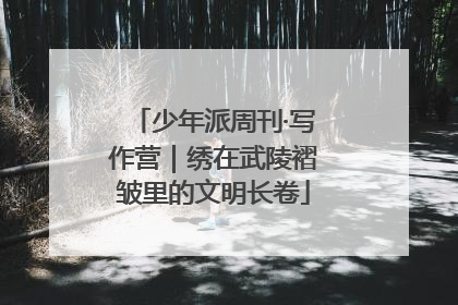 少年派周刊·写作营｜绣在武陵褶皱里的文明长卷
