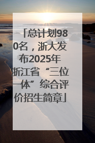 总计划980名，浙大发布2025年浙江省“三位一体”综合评价招生简章