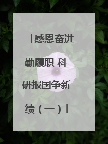感恩奋进勤履职 科研报国争新绩（一）