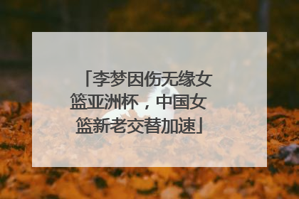 李梦因伤无缘女篮亚洲杯，中国女篮新老交替加速