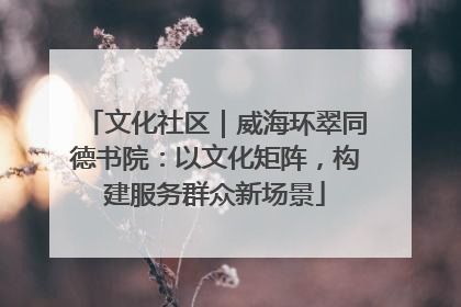 文化社区｜威海环翠同德书院：以文化矩阵，构建服务群众新场景