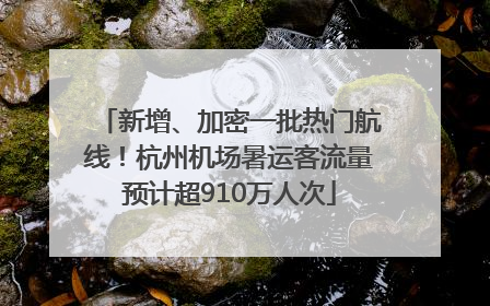 新增、加密一批热门航线！杭州机场暑运客流量预计超910万人次