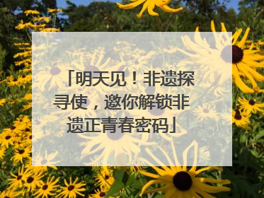 明天见！非遗探寻使，邀你解锁非遗正青春密码