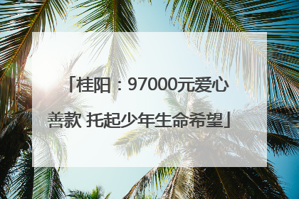 桂阳：97000元爱心善款 托起少年生命希望