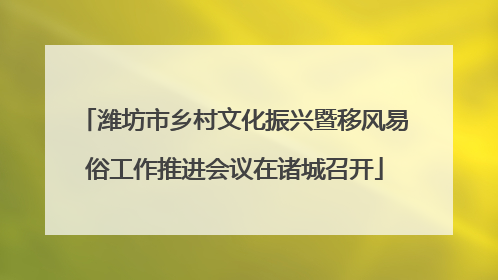 潍坊市乡村文化振兴暨移风易俗工作推进会议在诸城召开