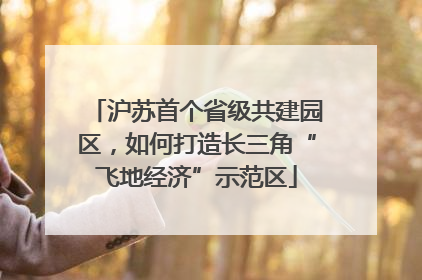 沪苏首个省级共建园区，如何打造长三角“飞地经济”示范区