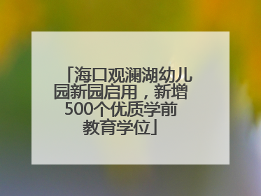 海口观澜湖幼儿园新园启用，新增500个优质学前教育学位