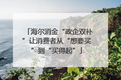 海尔消金“政企双补”让消费者从“想要买”到“买得起”