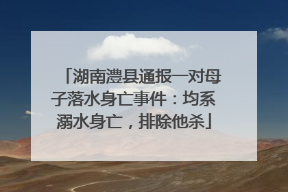 湖南澧县通报一对母子落水身亡事件：均系溺水身亡，排除他杀