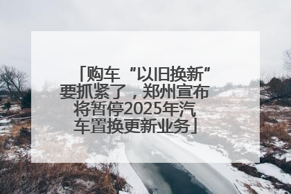 购车“以旧换新”要抓紧了，郑州宣布将暂停2025年汽车置换更新业务