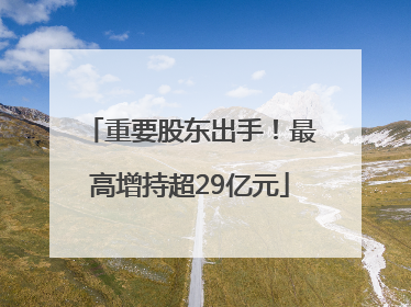 重要股东出手！最高增持超29亿元