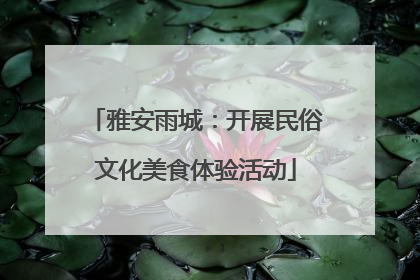 雅安雨城：开展民俗文化美食体验活动