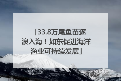 33.8万尾鱼苗逐浪入海！如东促进海洋渔业可持续发展