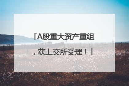 A股重大资产重组，获上交所受理！